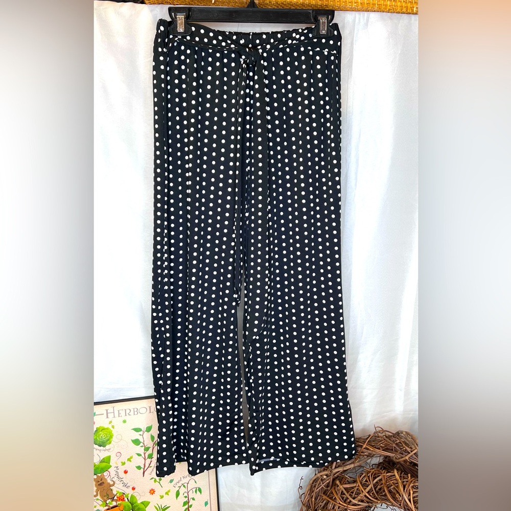 Maxine Nichols Black and White Polka Dot Coolot Style Pants Size Medium